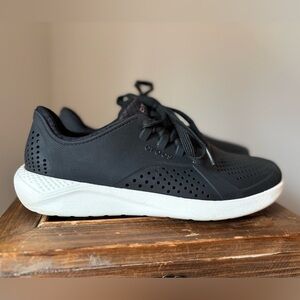 CROCS Black and White Slip On Shoes